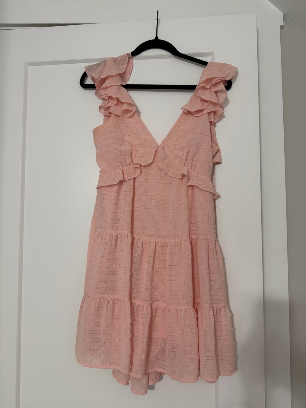 Francesca's Collections Pink Ruffle Mini Dress